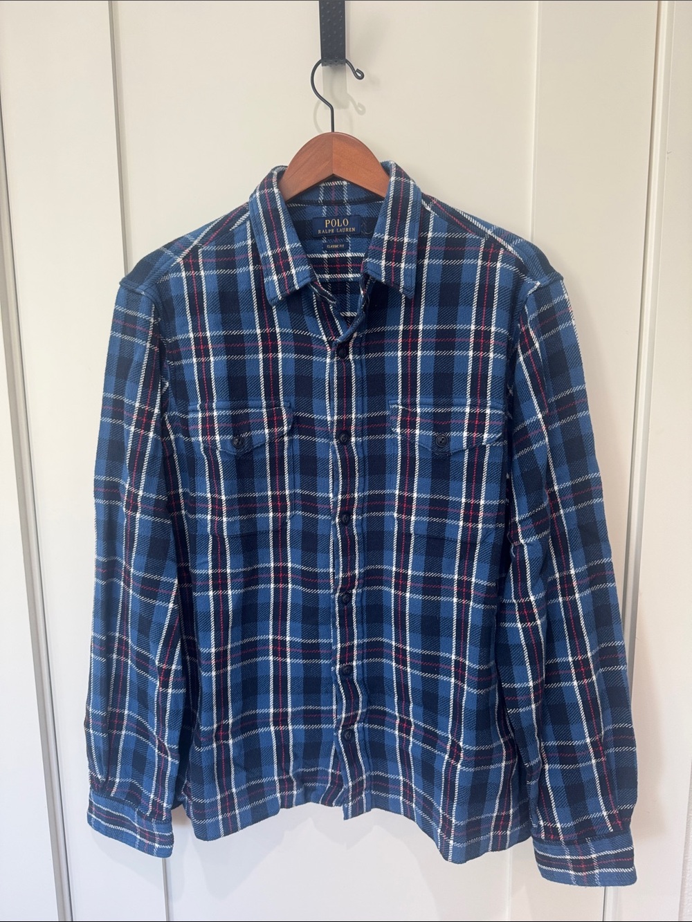 Men’s Polo by Ralph Lauren Blue Plaid Long-Sleeve Shirt